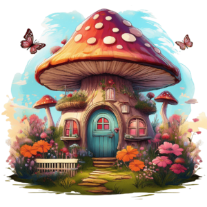 Fairyland Mushroom House Clipart Bundle - PNG File format