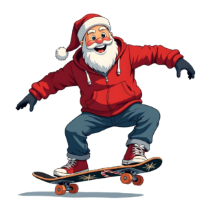 Skater Santa Christmas Art - PNG File format